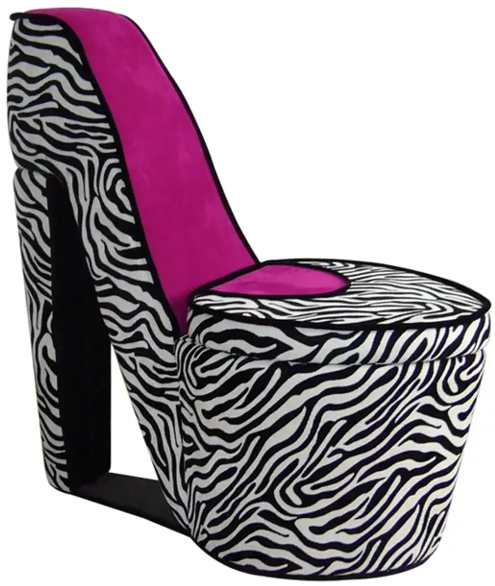 Faux Suede Animal Print Side Chair - Black / White