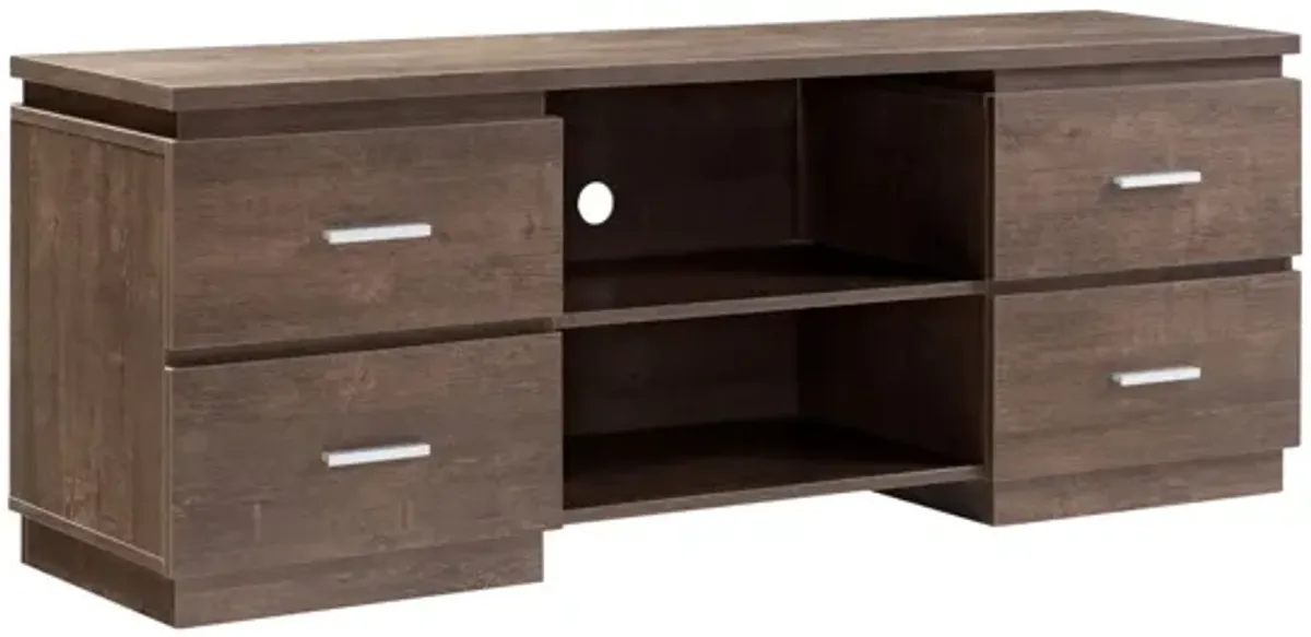 Particle Board, Cabinet Enclosed Storage TV Stand - Brown