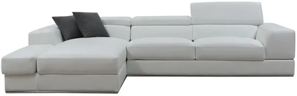 Genuine Leather L Shaped Two Piece Sofa And Chaise Sectional With Console - White