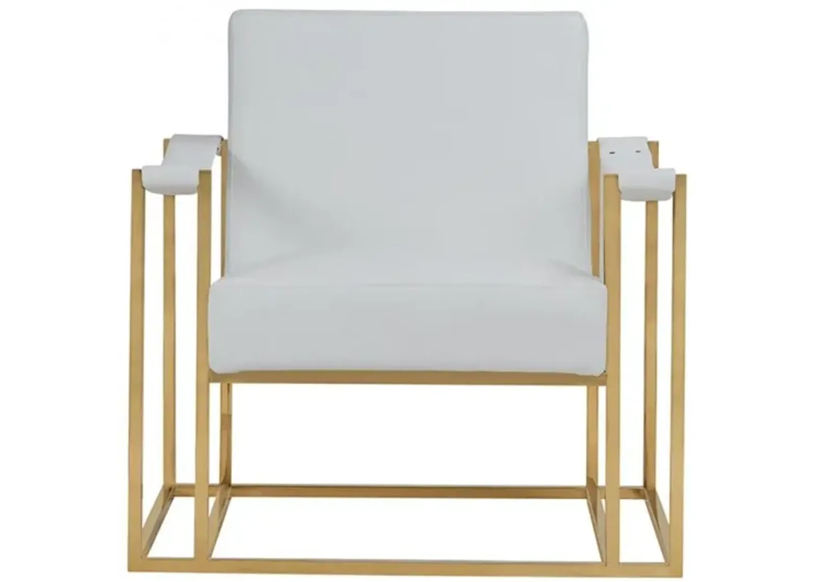 Faux Leather Lounge Chair - White / Gold