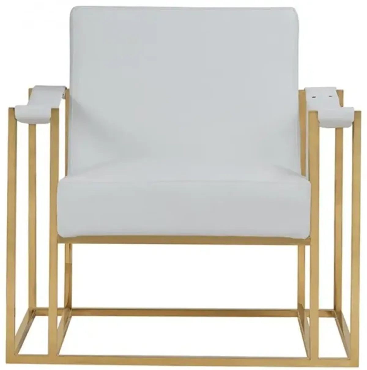 Faux Leather Lounge Chair - White / Gold