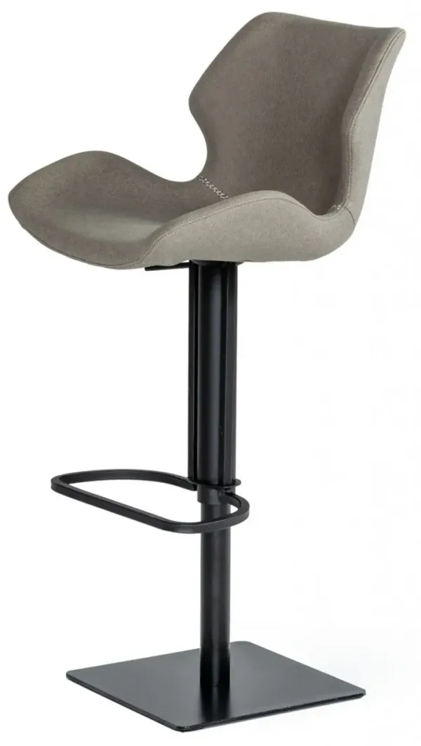 Faux Leather And Stainless Steel Swivel Low Back Bar Height Bar Chair - Gray / Black