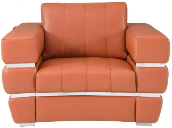 Stripe Top Grade Italian Leather Chair - Terra Cotta