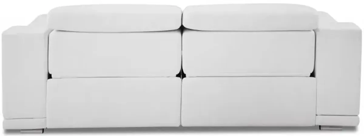 Leather USB Sofa With Silver Legs - White