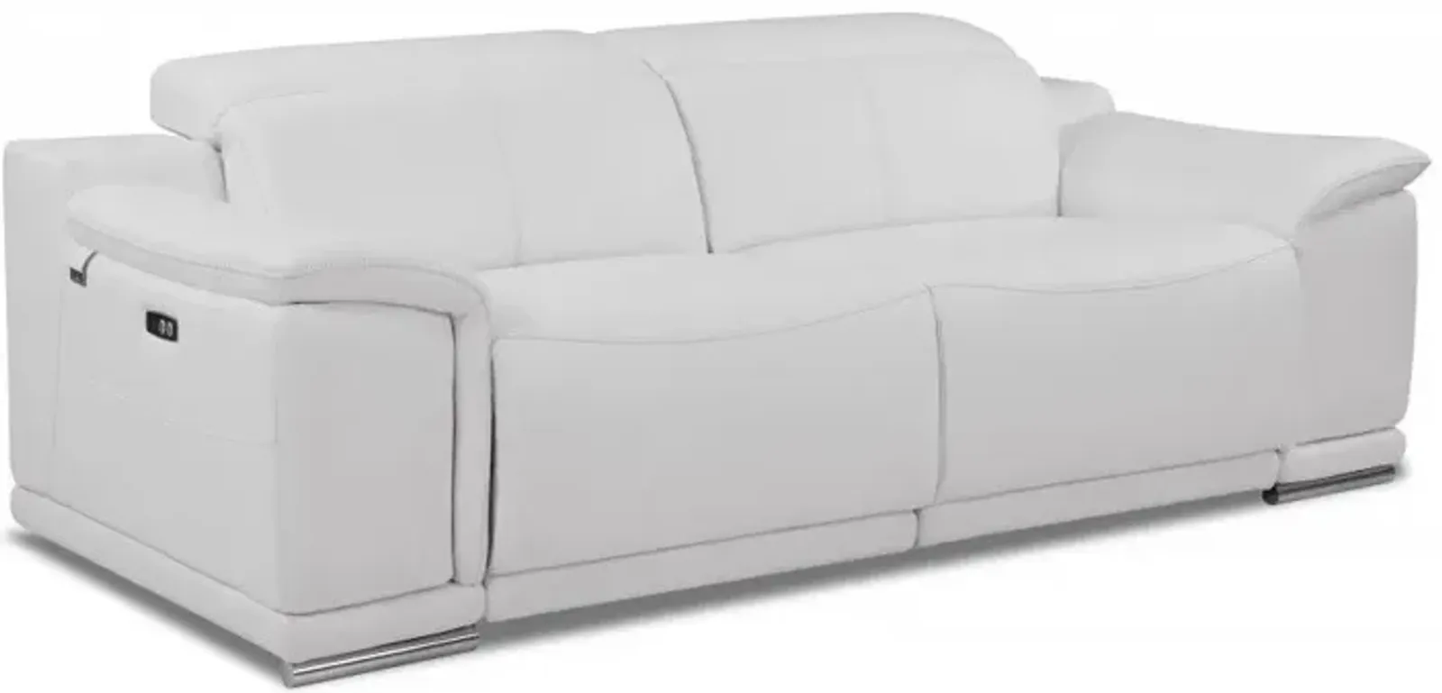 Leather USB Sofa With Silver Legs - White