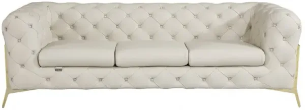 Italian Leather Sofa Silver Legs - Beige