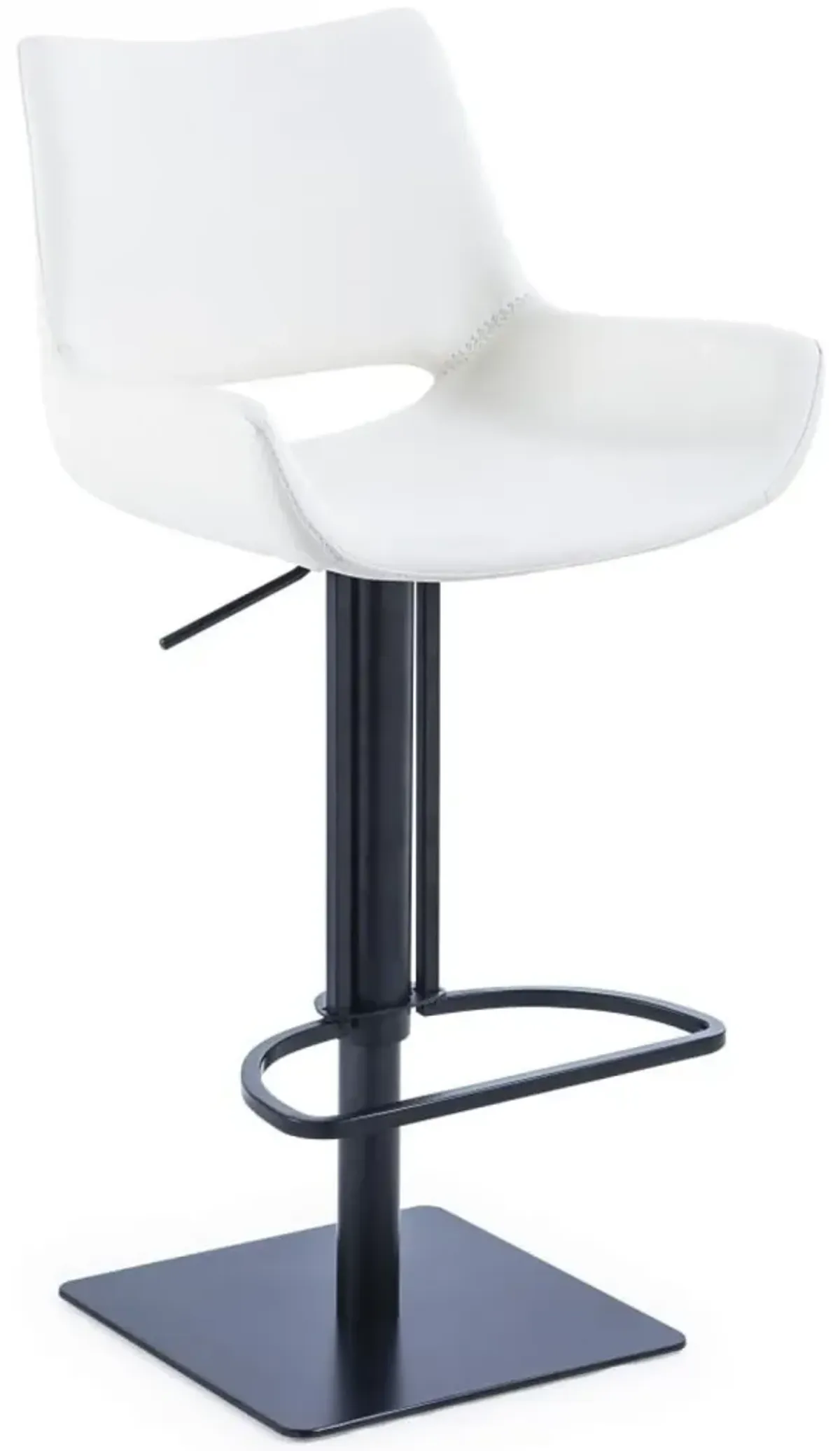 Faux Leather And Stainless Steel Swivel Bar Height Bar Chair - White / Black