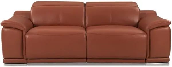 Italian Leather USB Sofa With Silver Legs - Camel