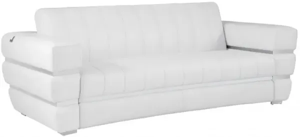 Italian Leather Sofa Silver Legs - White