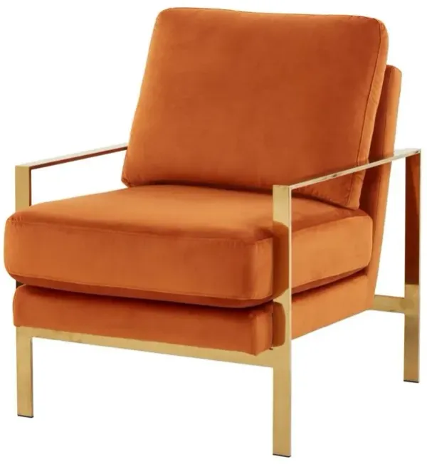 Stylish Orange And Gold Accent Chair