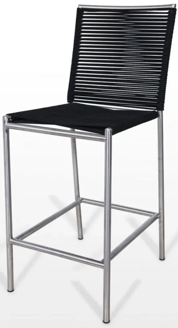 Stainless Steel Bar Height Bar Chair - Black / Silver