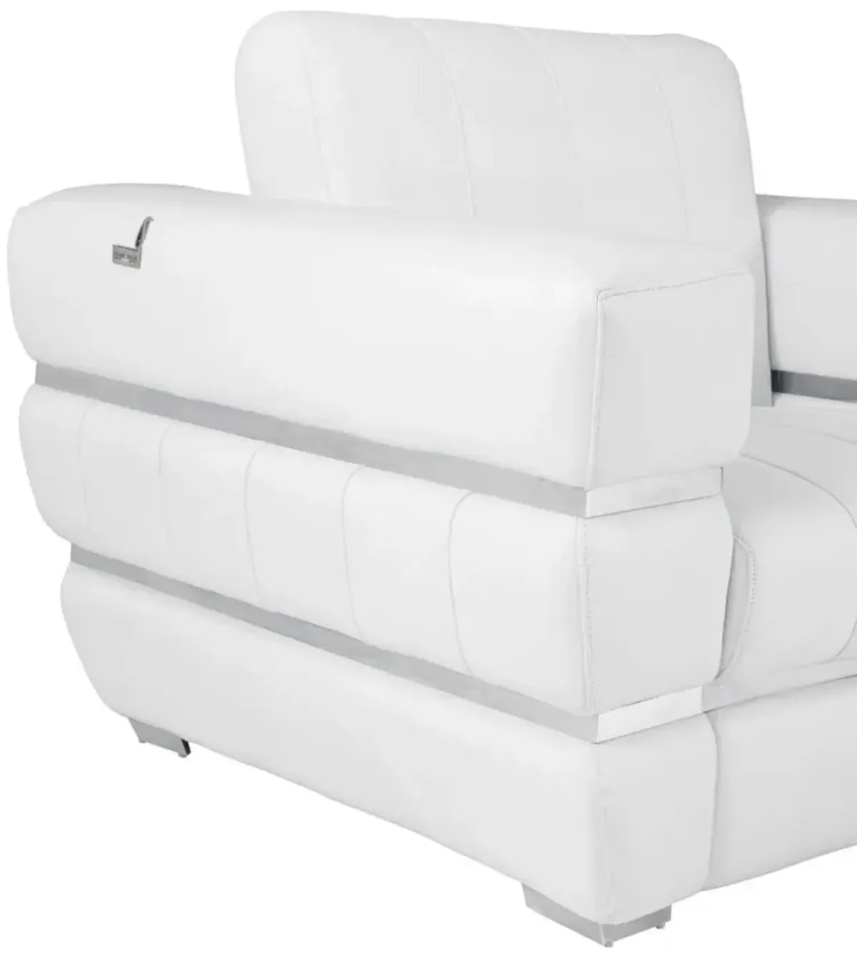 Stripe Top Grade Italian Leather Chair - Winter White