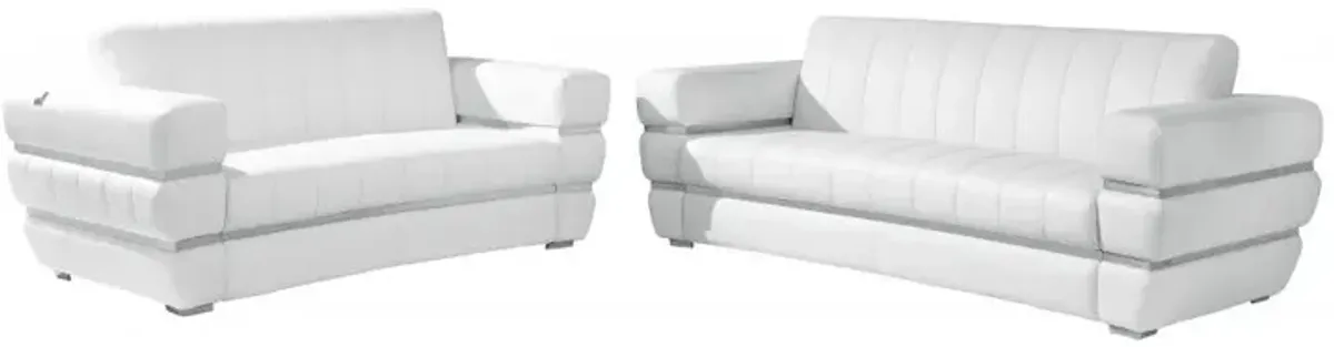 2 Piece Indoor Italian Leather Seating Set Five Person - White