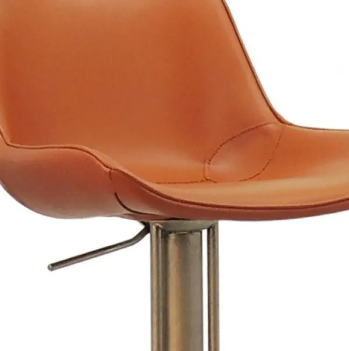 Adjustable Height Faux Leather And Stainless Steel Swivel Bar Height Bar Chair - Terra Cotta / Silver