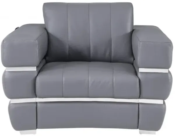 Stripe Top Grade Italian Leather Chair - Charcoal Gray