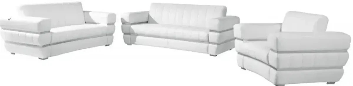 Three Piece Italian Leather Six Person Seating Set Indoor - White