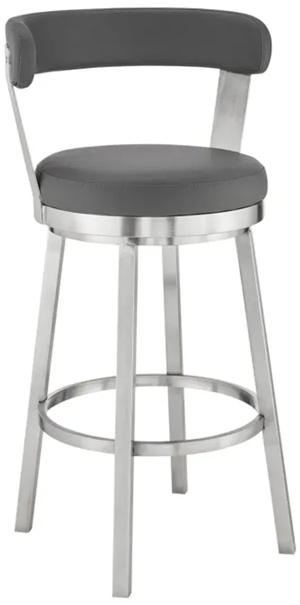 40" Swivel Backless Bar Height Bar Chair - Gray / Silver