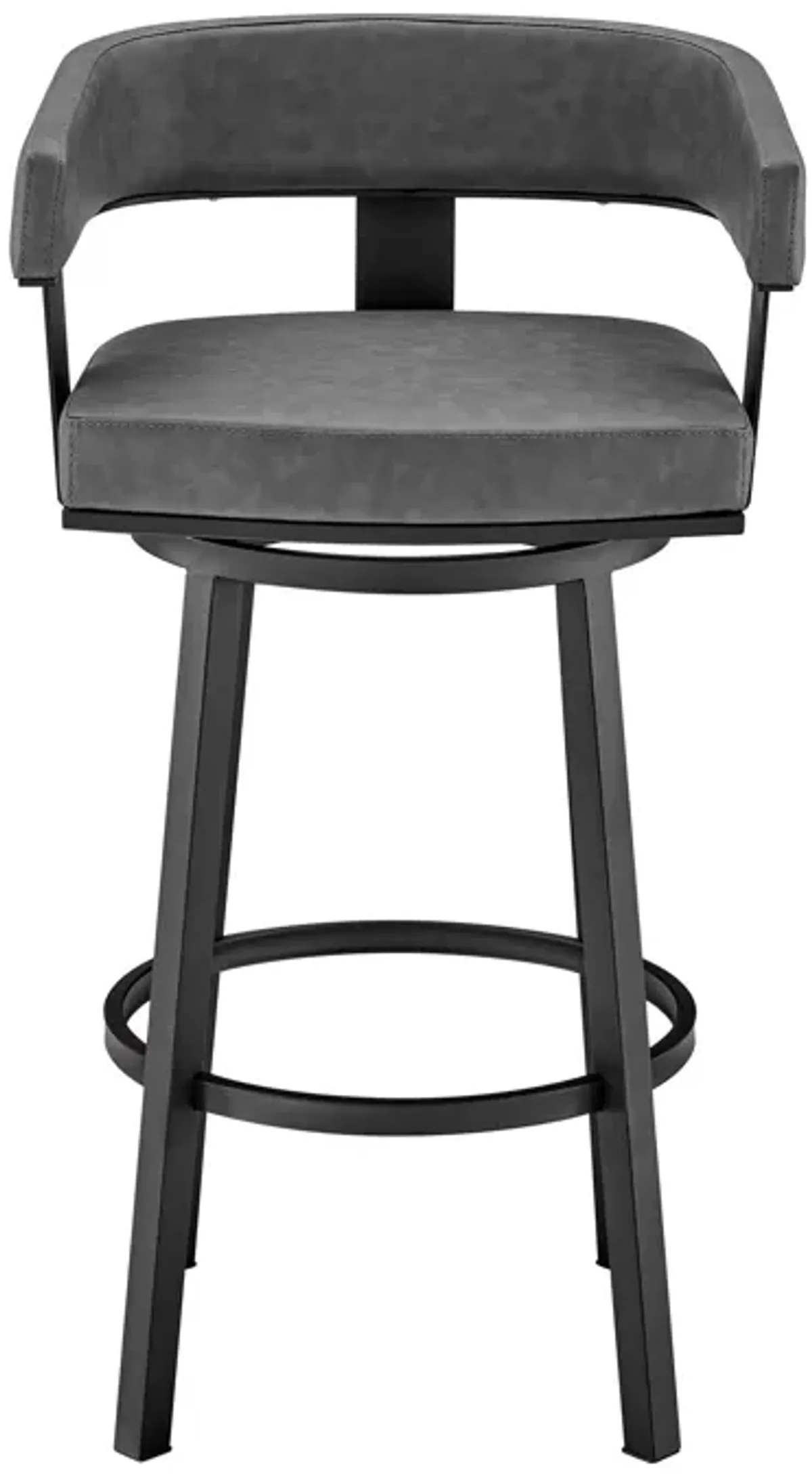 34" Faux Leather Swivel Low Back Counter Height Bar Chair - Gray / Black