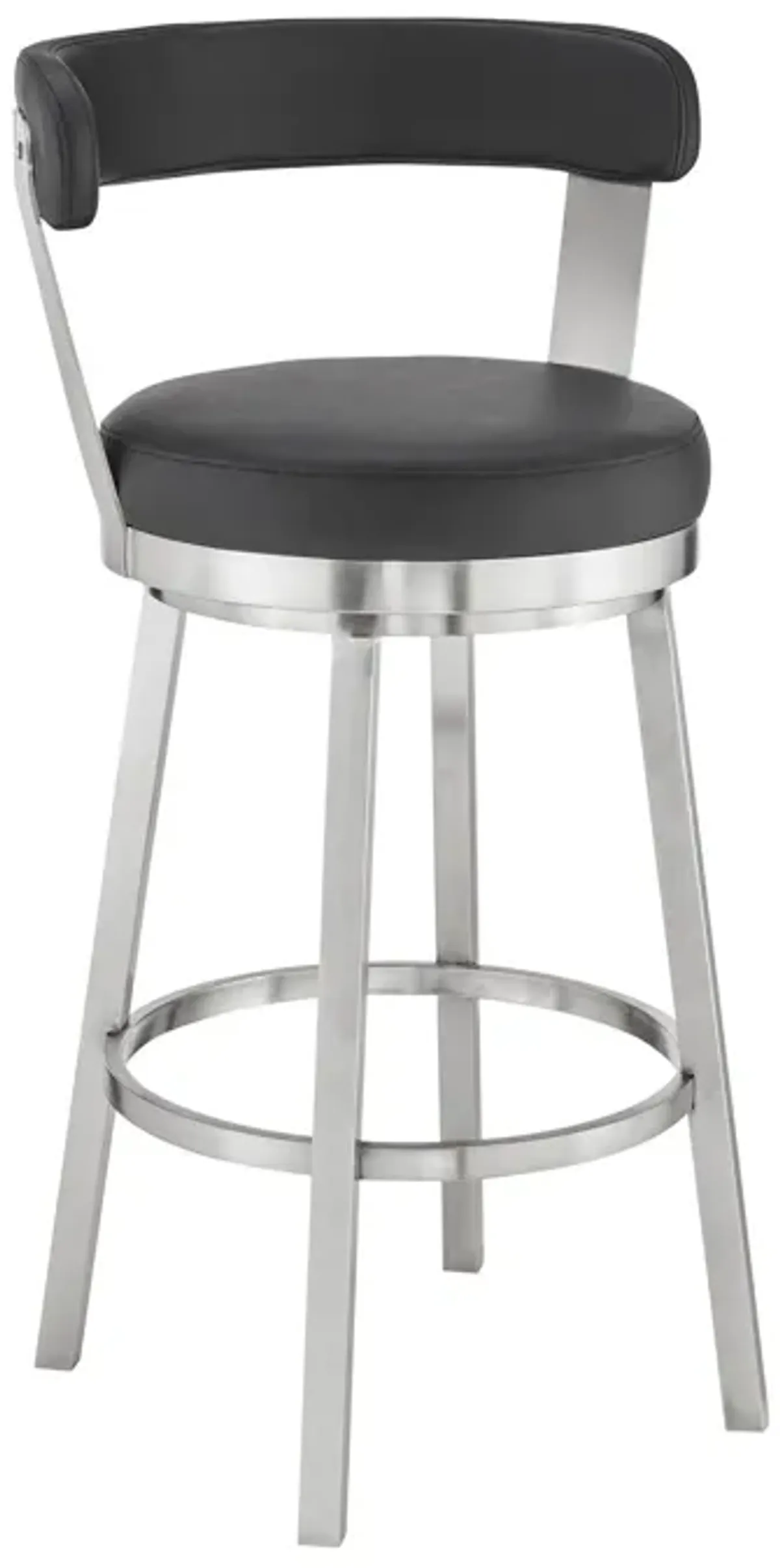 Swivel Backless Bar Height Bar Chair - Black / Silver