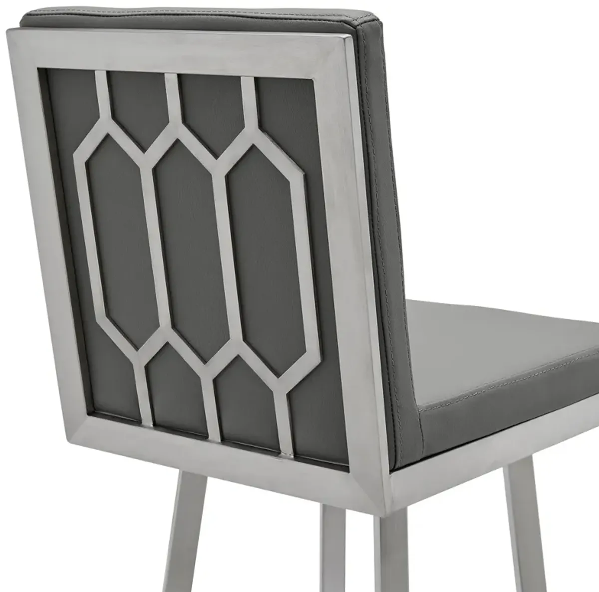 44" Faux Leather Swivel Bar Height Bar Chair - Gray / Silver