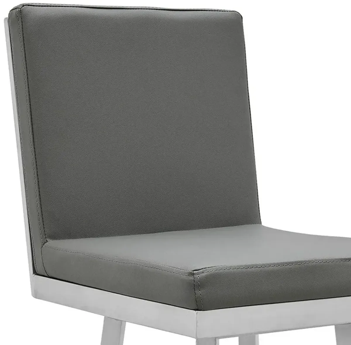 44" Faux Leather Swivel Bar Height Bar Chair - Gray / Silver