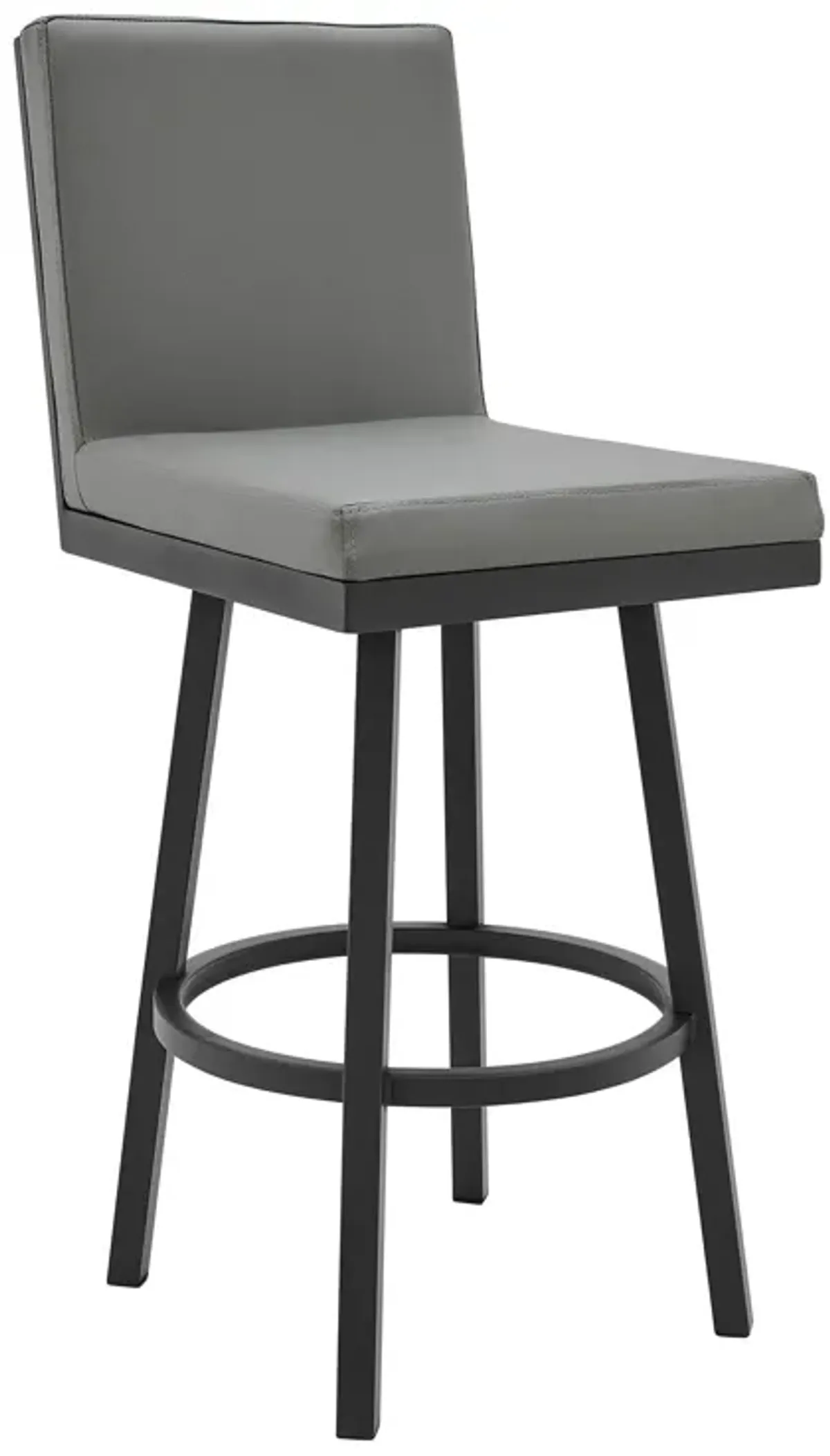 44" Faux Leather Swivel Bar Height Bar Chair - Gray / Black