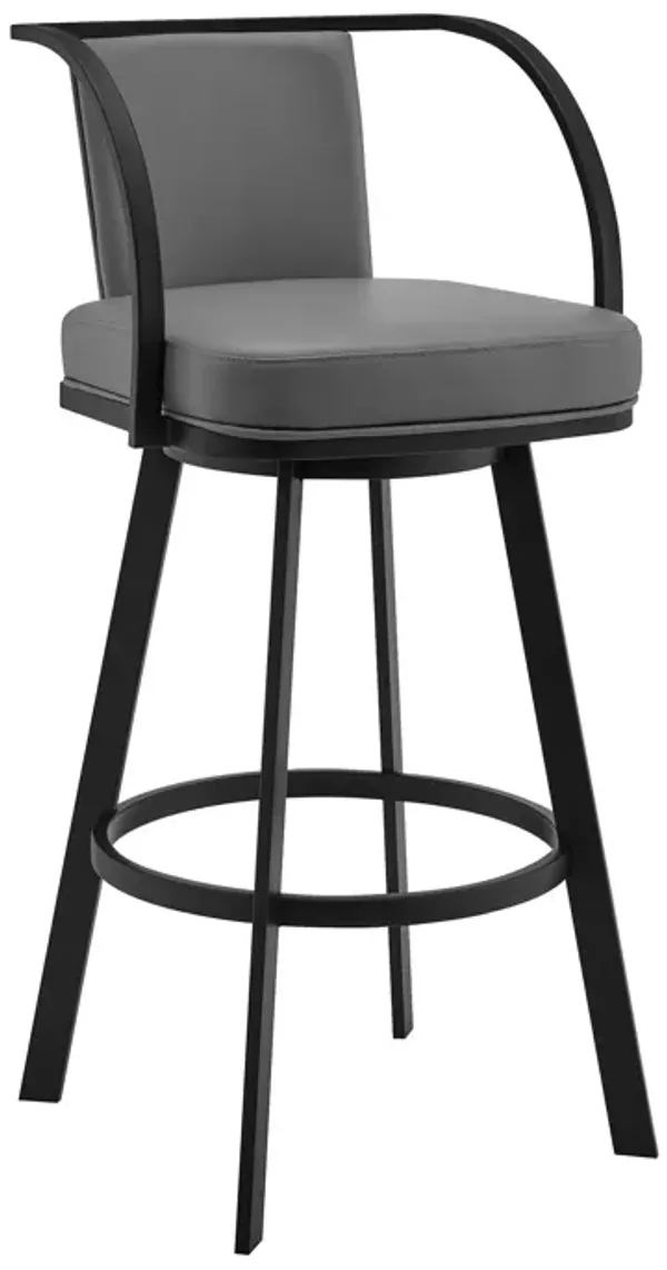 36" Faux Leather Swivel Counter Height Bar Chair - Gray / Black