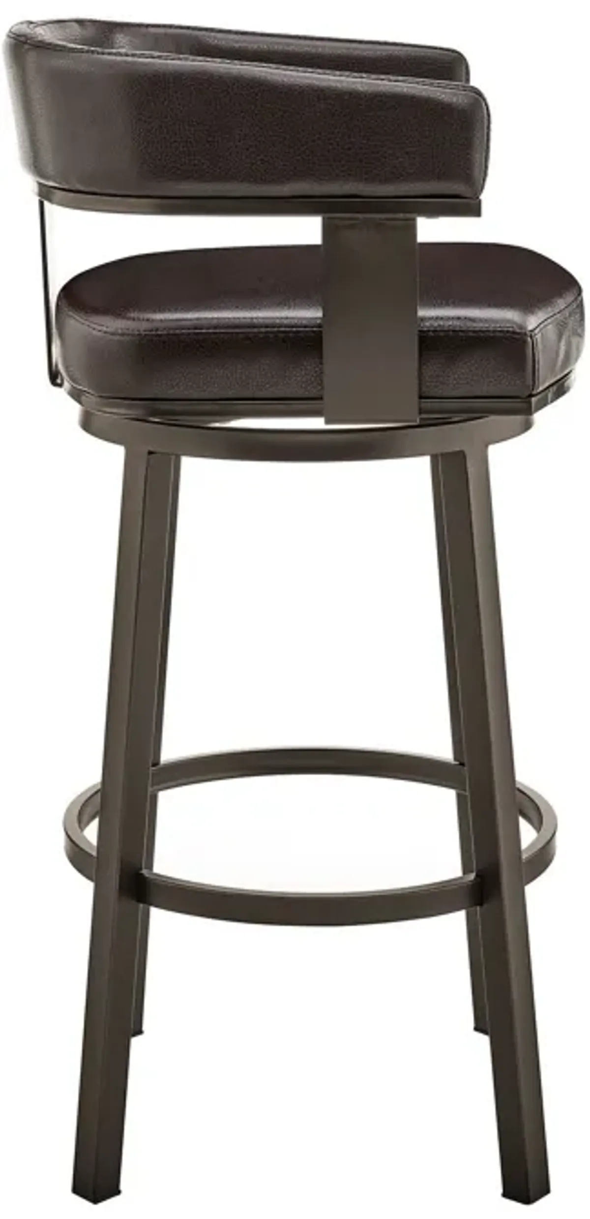 Faux Leather Swivel Low Back Counter Height Bar Chair - Chocolate And Gray