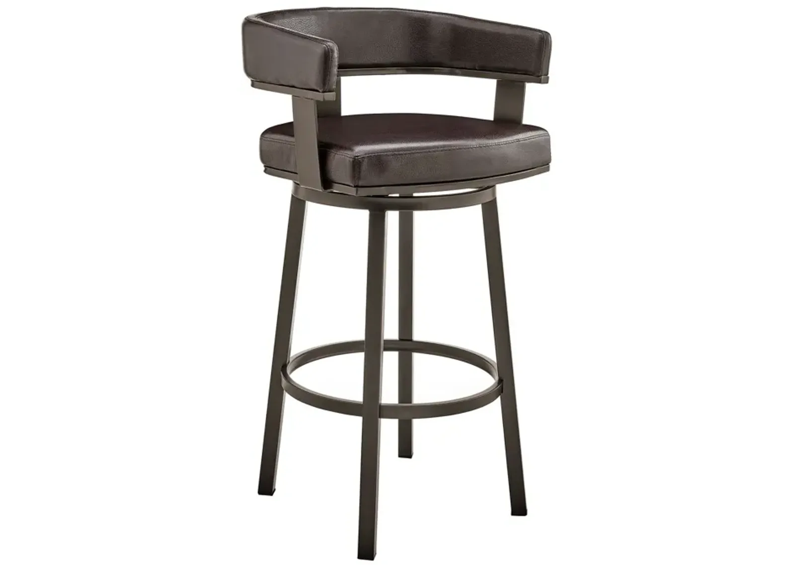 Faux Leather Swivel Low Back Counter Height Bar Chair - Chocolate And Gray