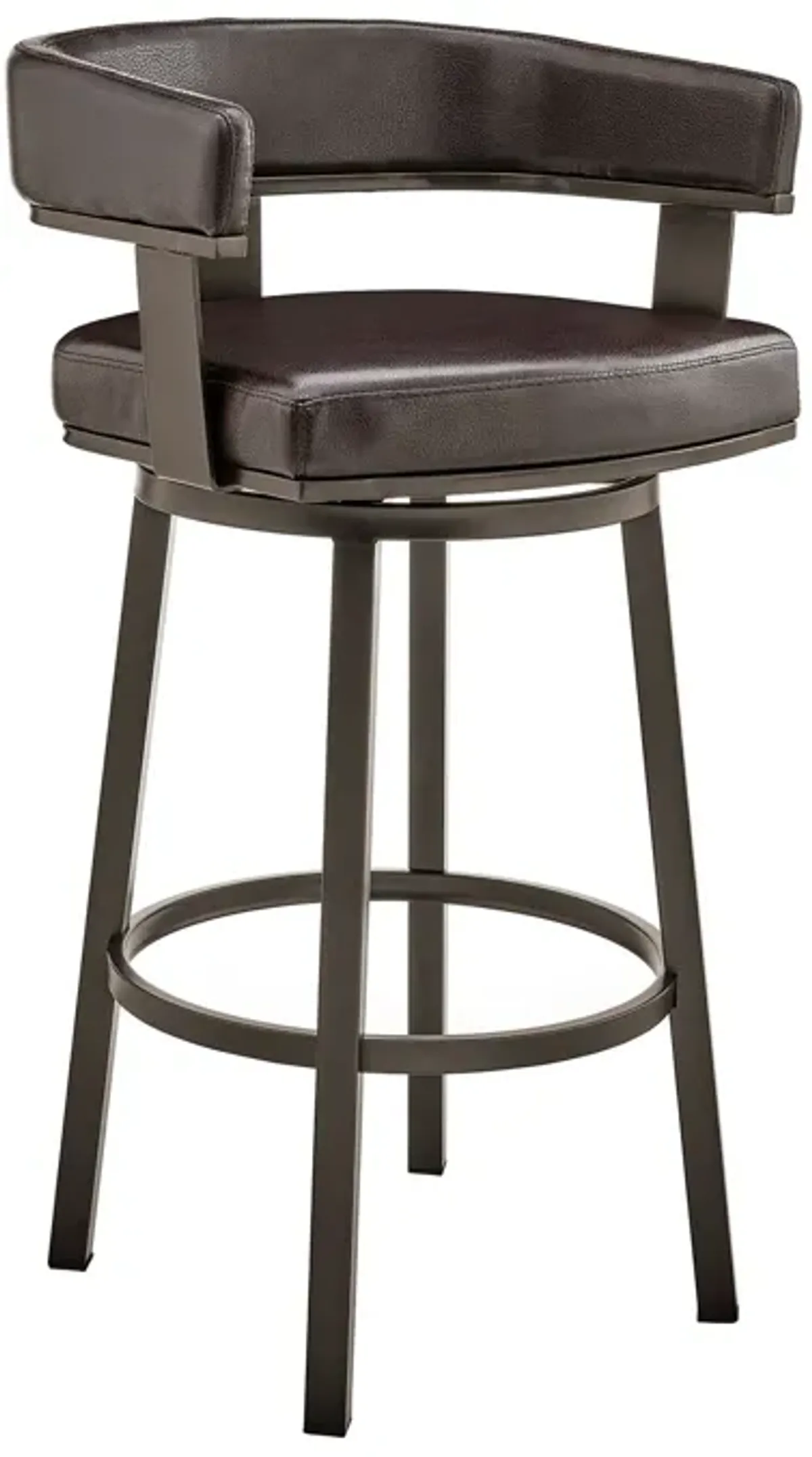 Faux Leather Swivel Low Back Counter Height Bar Chair - Chocolate And Gray