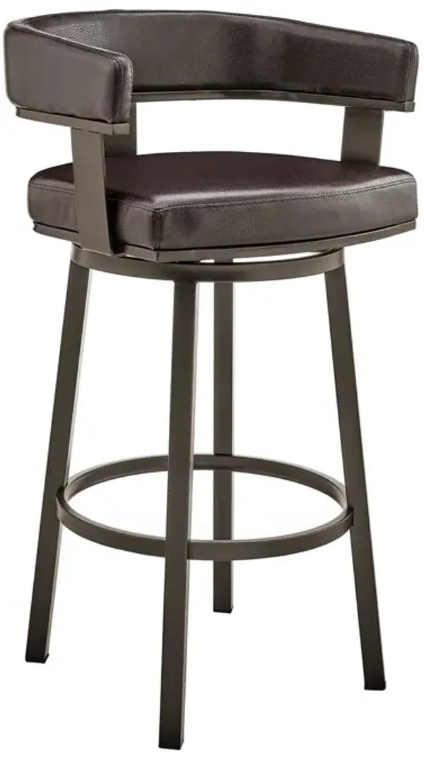 Faux Leather Swivel Low Back Counter Height Bar Chair - Chocolate And Gray