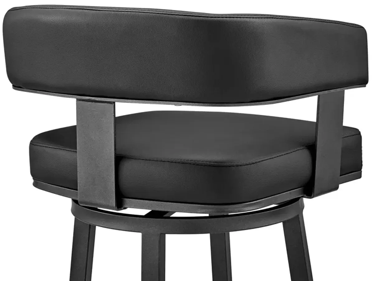 Faux Leather Swivel Low Back Counter Height Bar Chair - Black