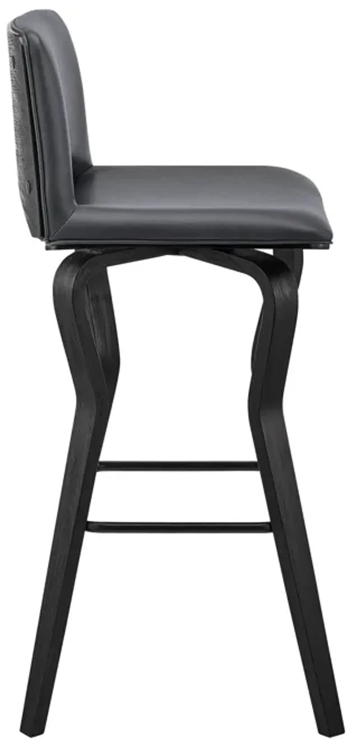 40" Faux Leather Swivel Low Back Bar Height Bar Chair - Gray / Black