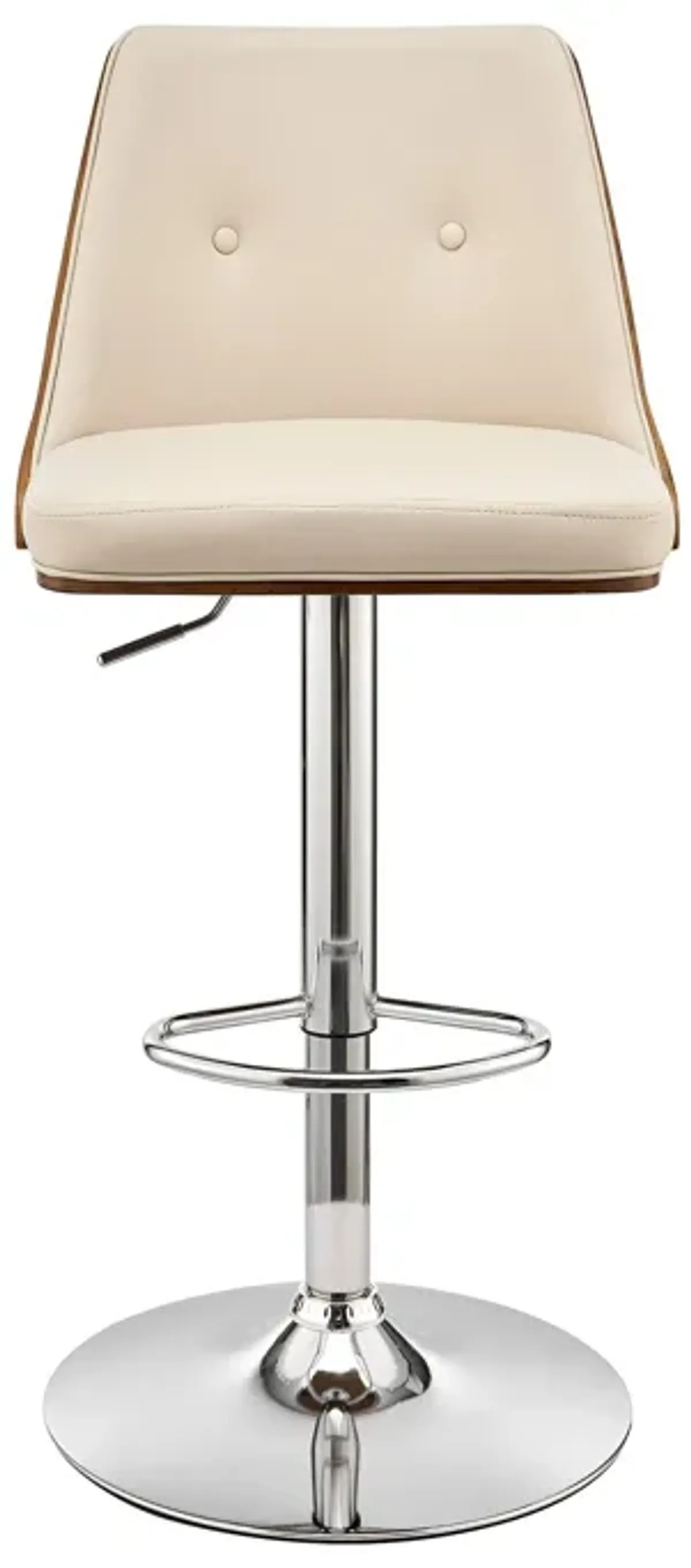 Faux Leather Swivel Adjustable Height Bar Chair - Cream / Silver