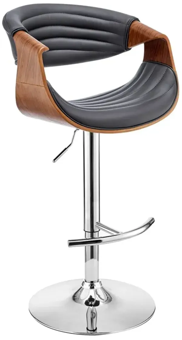 45" Faux Leather Swivel Low Back, Adjustable Height Bar Chair - Gray / Silver