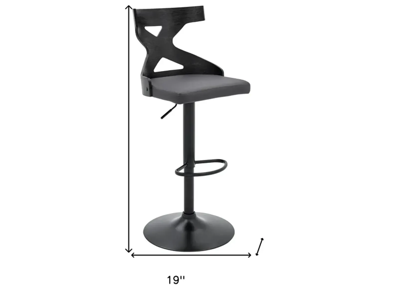 Swivel Backless Adjustable Height Bar Chair - Gray / Black