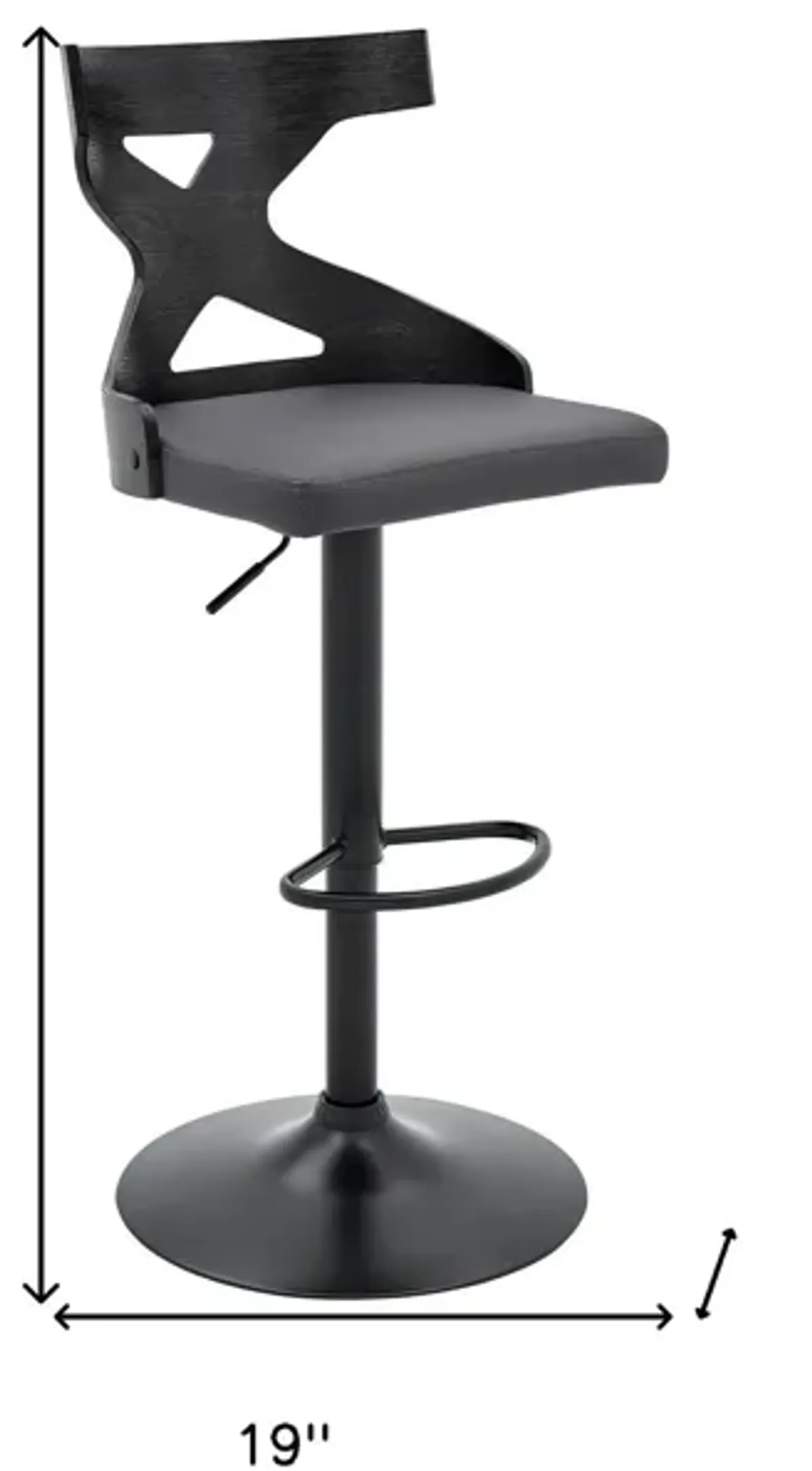 Swivel Backless Adjustable Height Bar Chair - Gray / Black