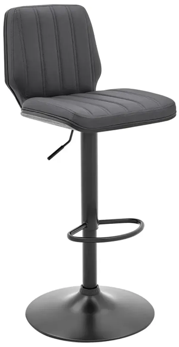 44" Faux Leather Swivel Adjustable Height Bar Chair - Gray / Black