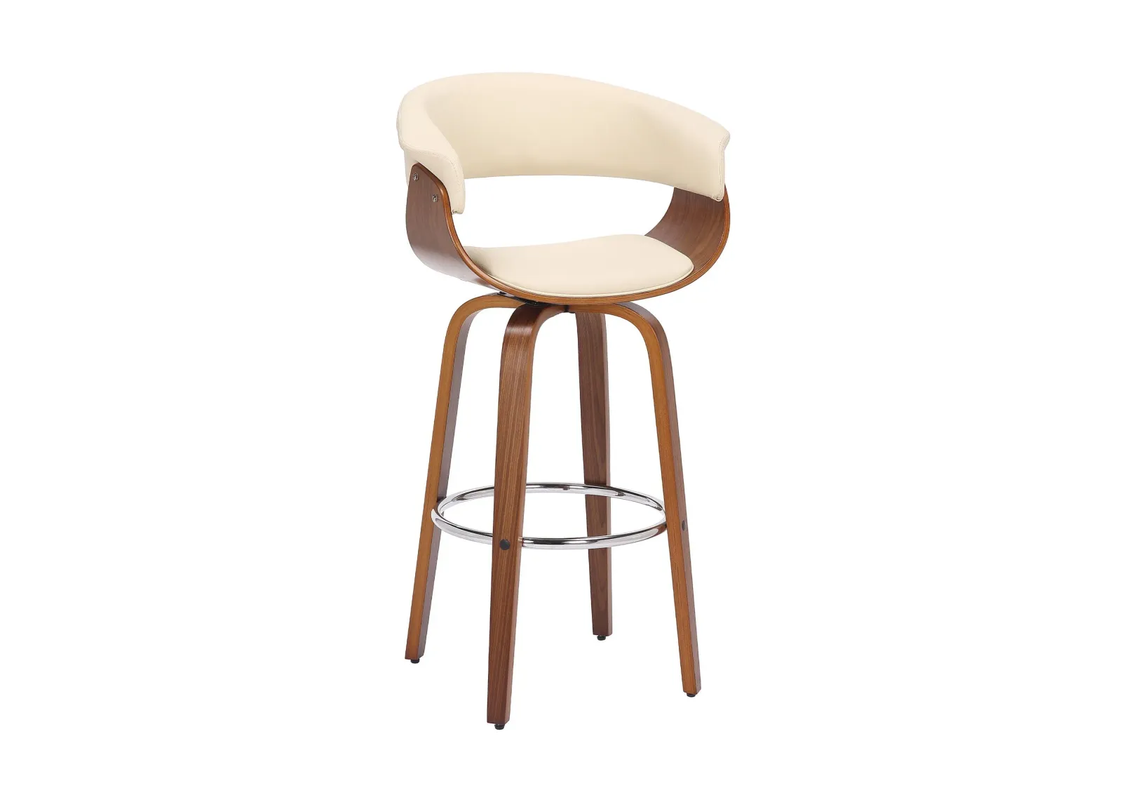 Swivel Low Back Bar Height Bar Chair - Cream / Brown