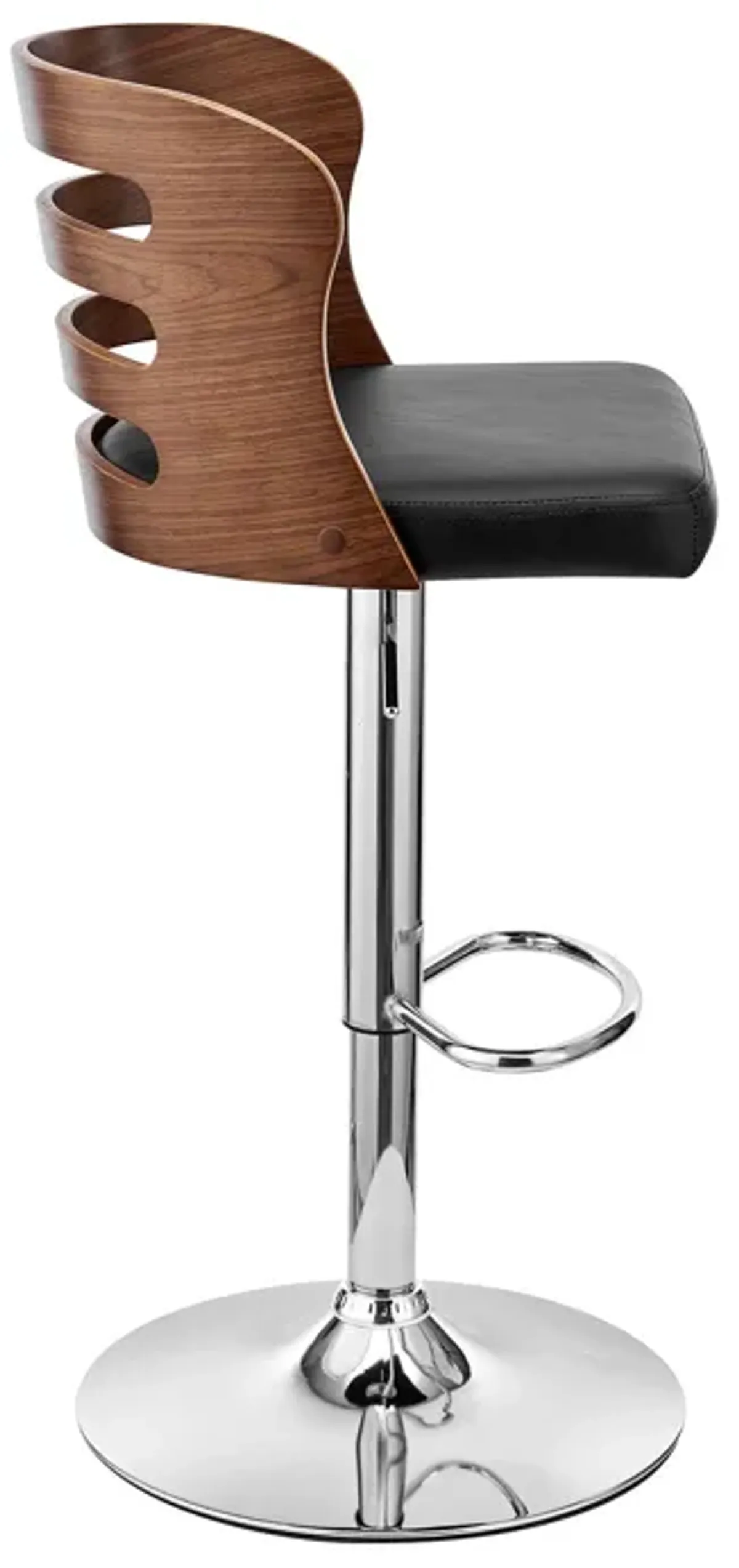 And Silver Swivel Adjustable Height Bar Chair - Black / Brown