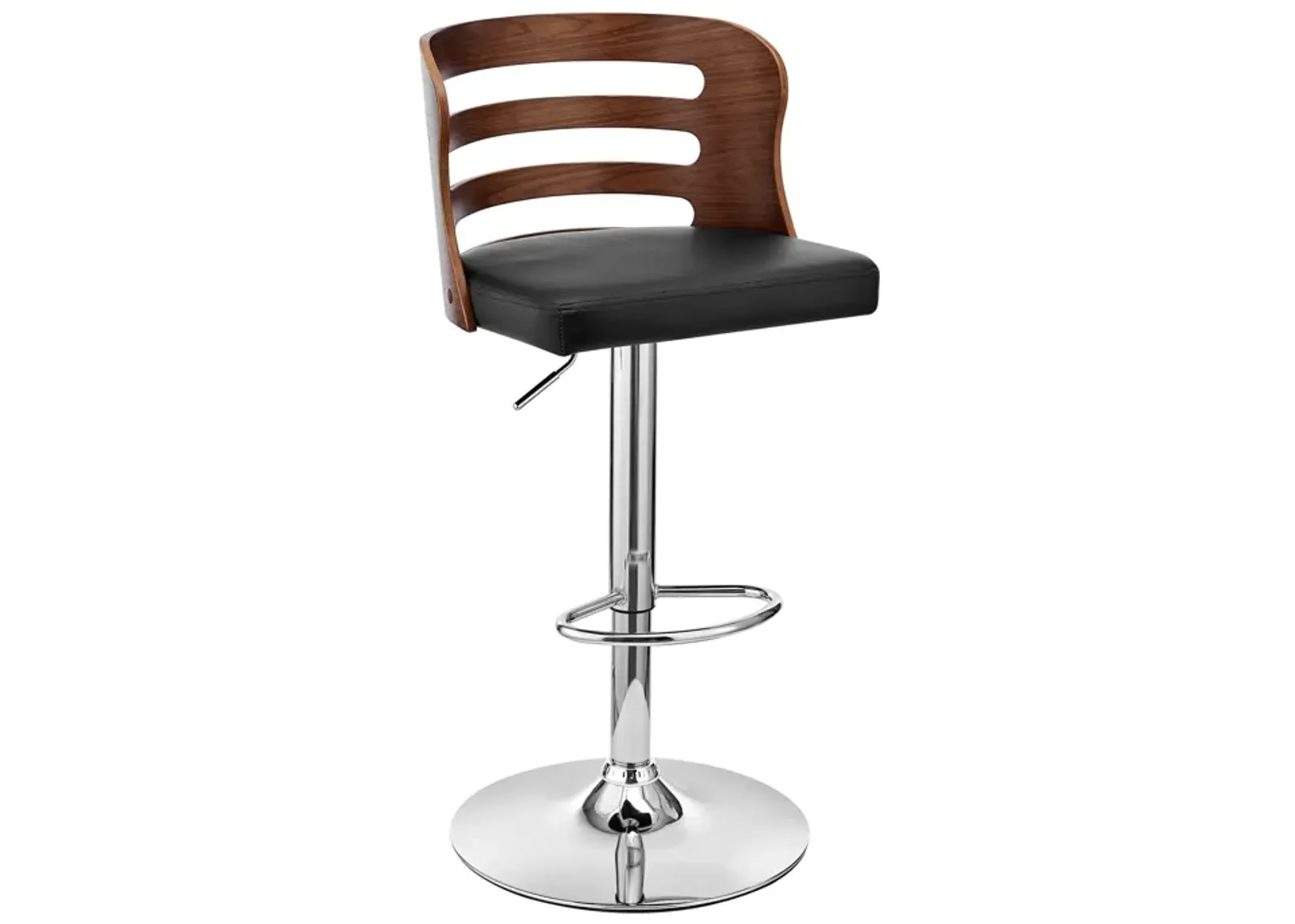 And Silver Swivel Adjustable Height Bar Chair - Black / Brown