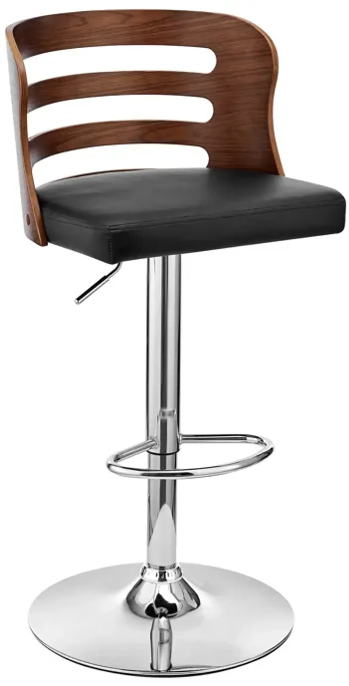 And Silver Swivel Adjustable Height Bar Chair - Black / Brown