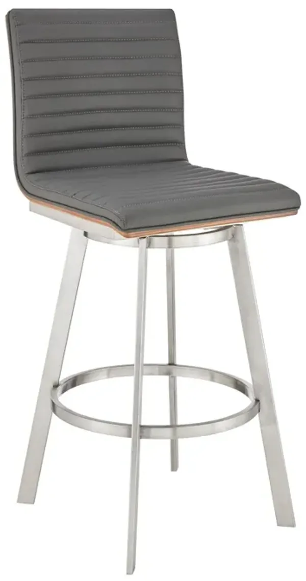 42" Faux Leather Swivel Bar Height Bar Chair - Gray