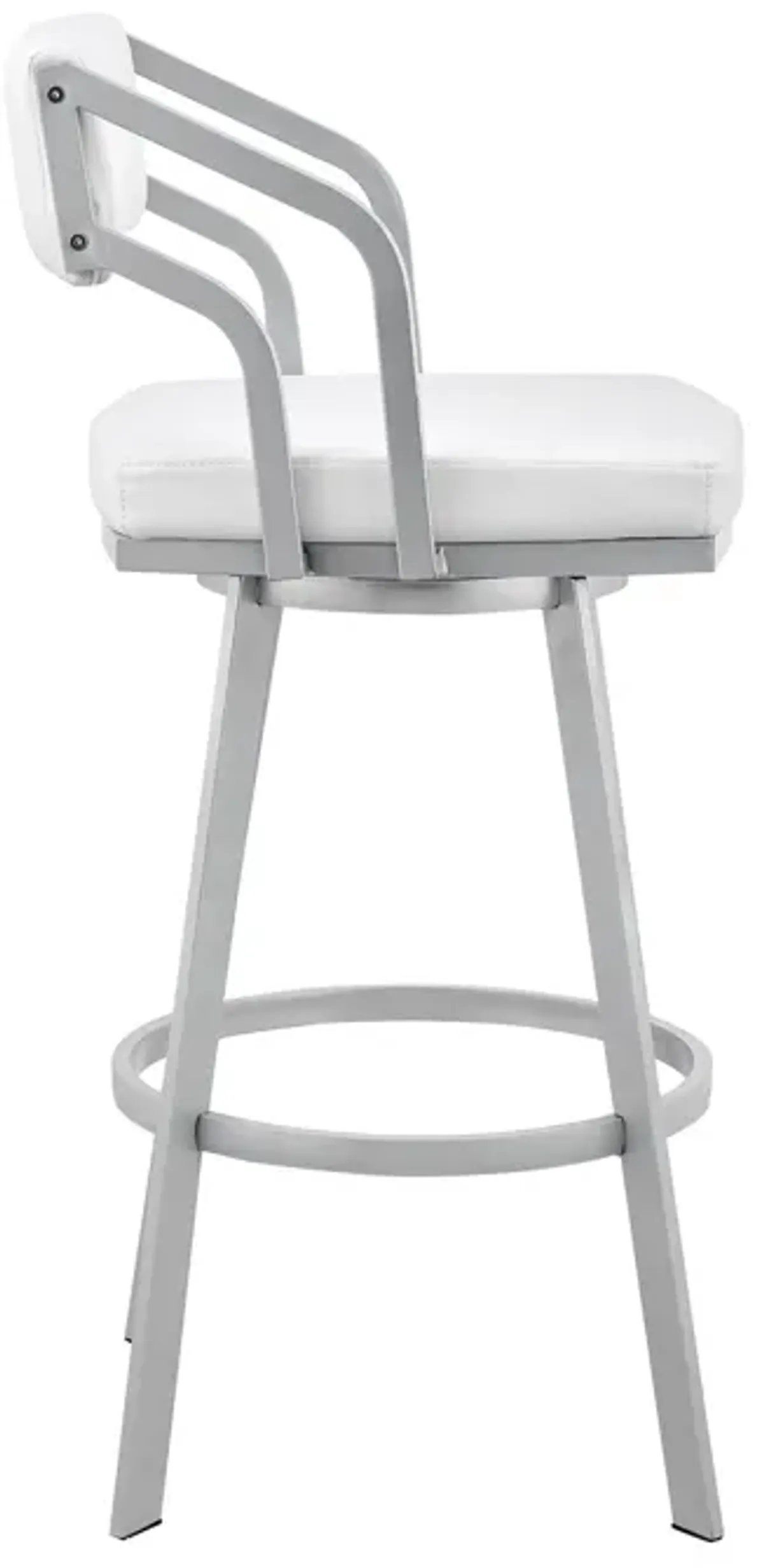 Swivel Low Back Counter Height / Bar Chair - White / Silver