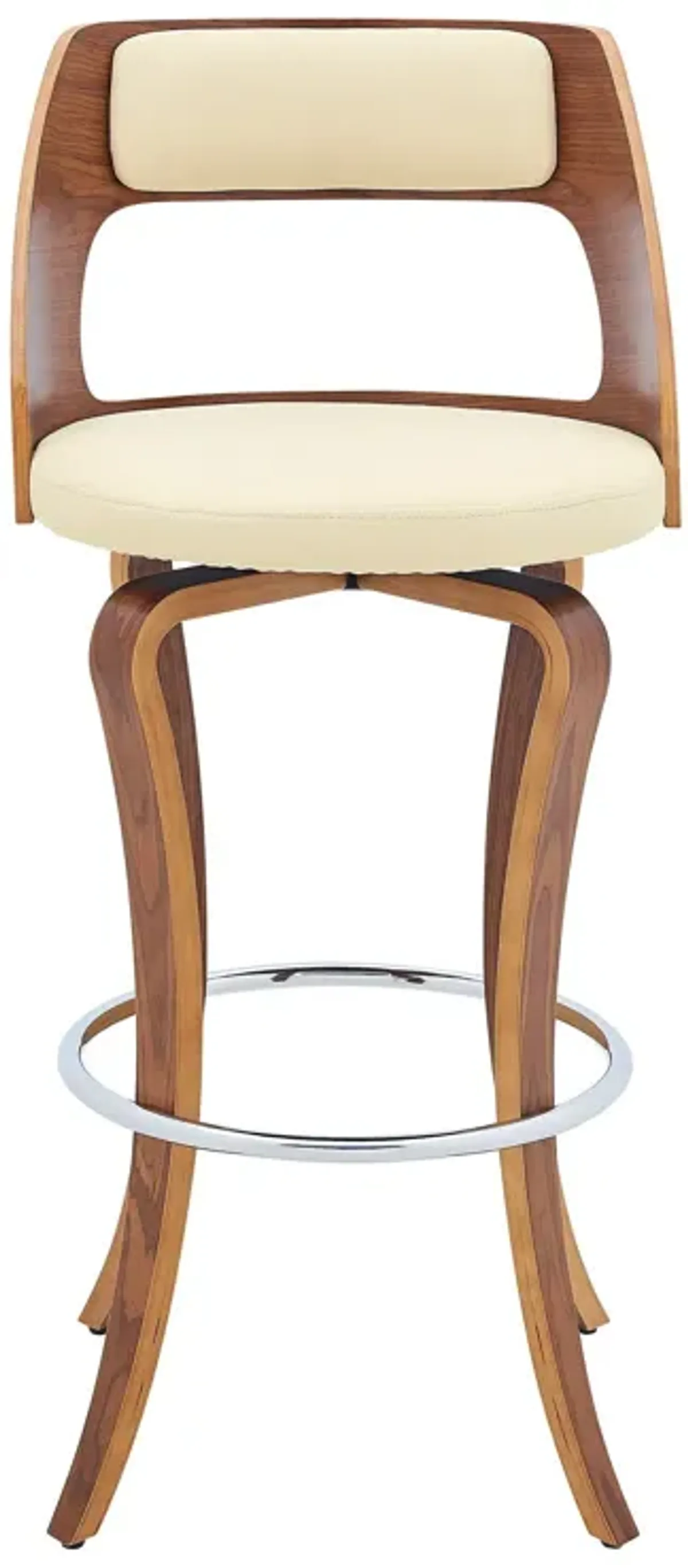 Faux Leather Swivel Counter Height Bar Chair - Cream / Brown