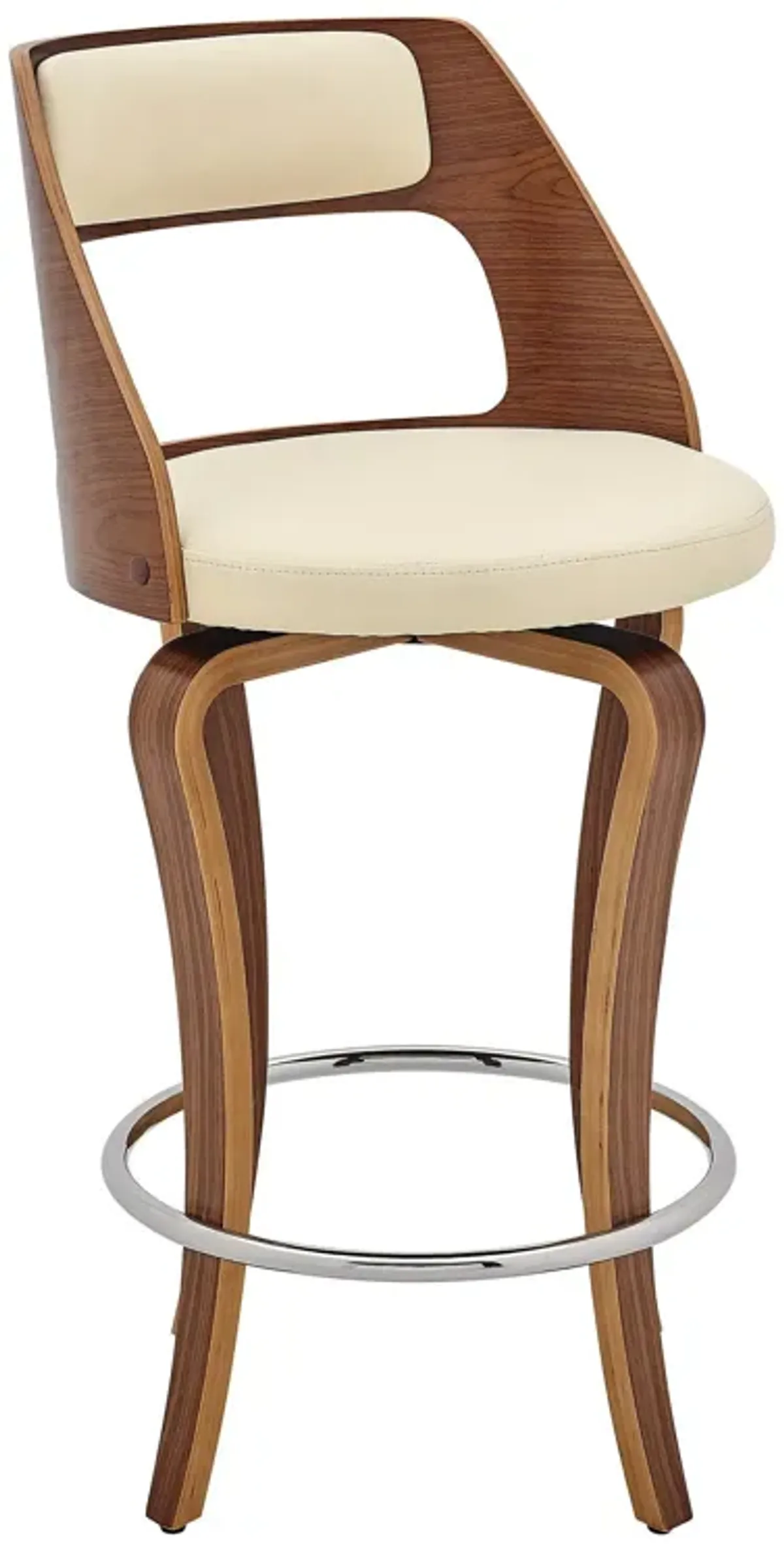 Faux Leather Swivel Counter Height Bar Chair - Cream / Brown