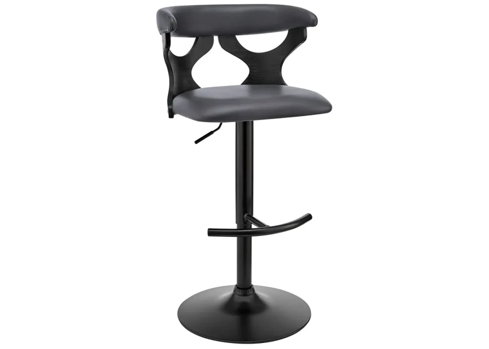 43" Faux Leather Swivel Adjustable Height Bar Chair - Gray / Black