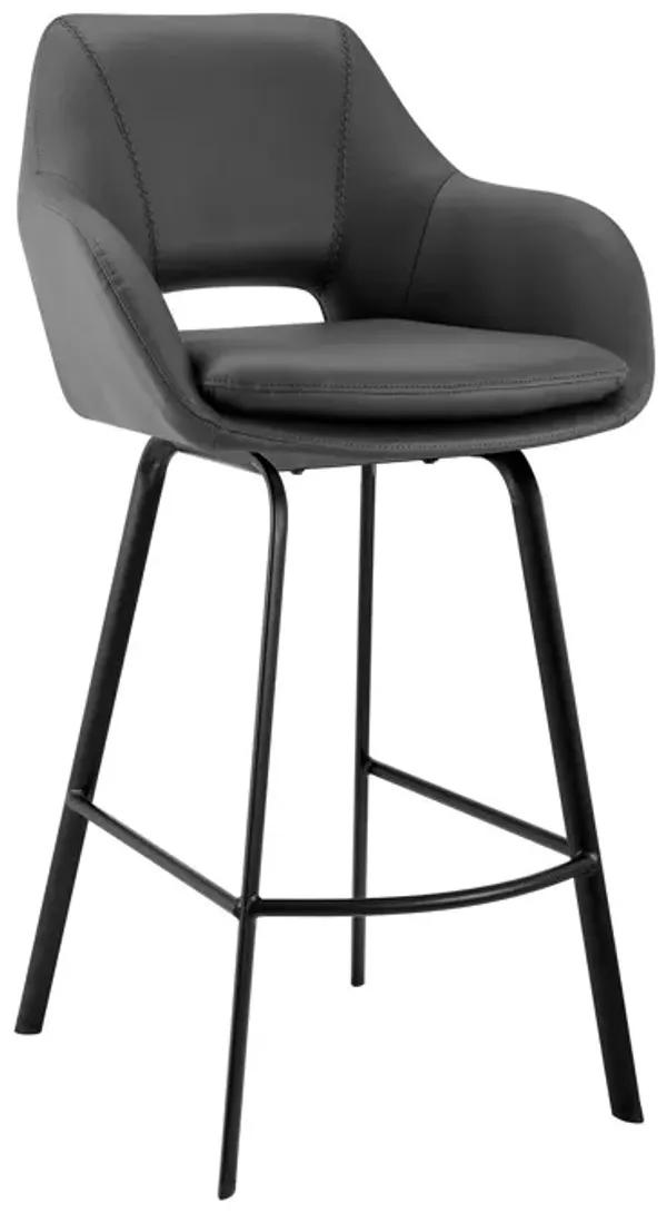 37" Swivel Low Back Counter Height Bar Chair - Gray / Black