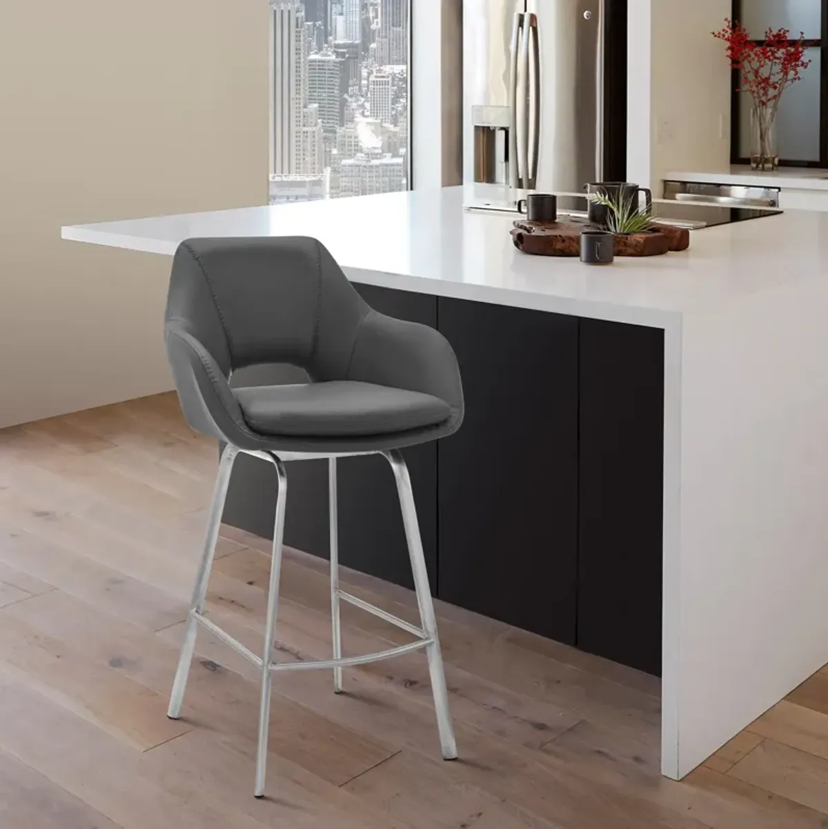 Swivel Low Back / Counter Height Bar Chair - Gray