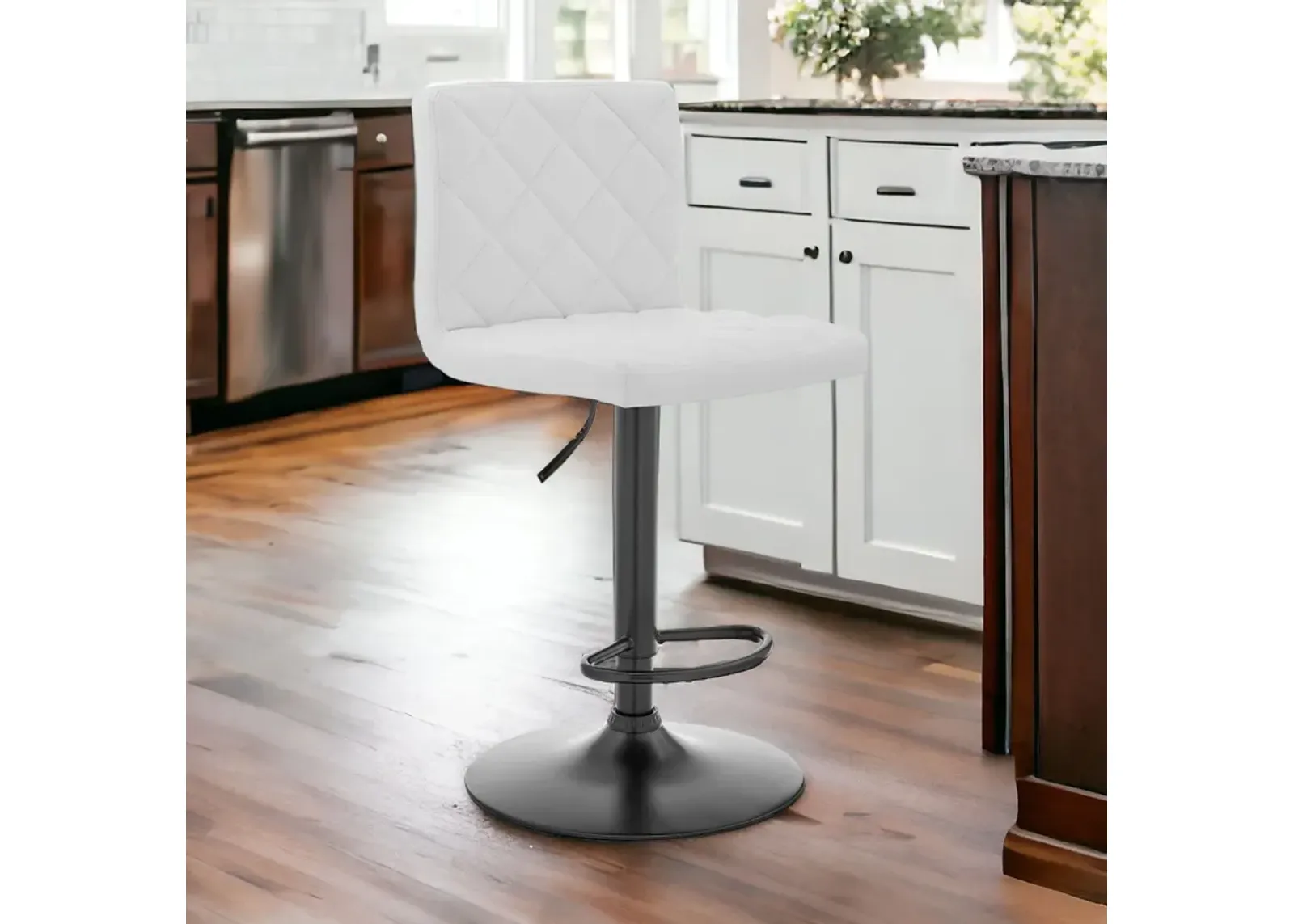 Swivel Low Back Adjustable Height Bar Chair - White / Black